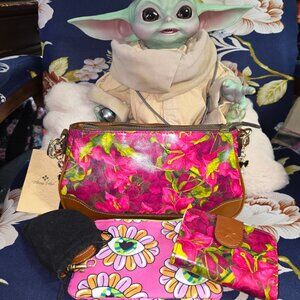 Patricia Nash Nova Bougainvilleas Along the Coast Crossbody Bag and Wallet - New